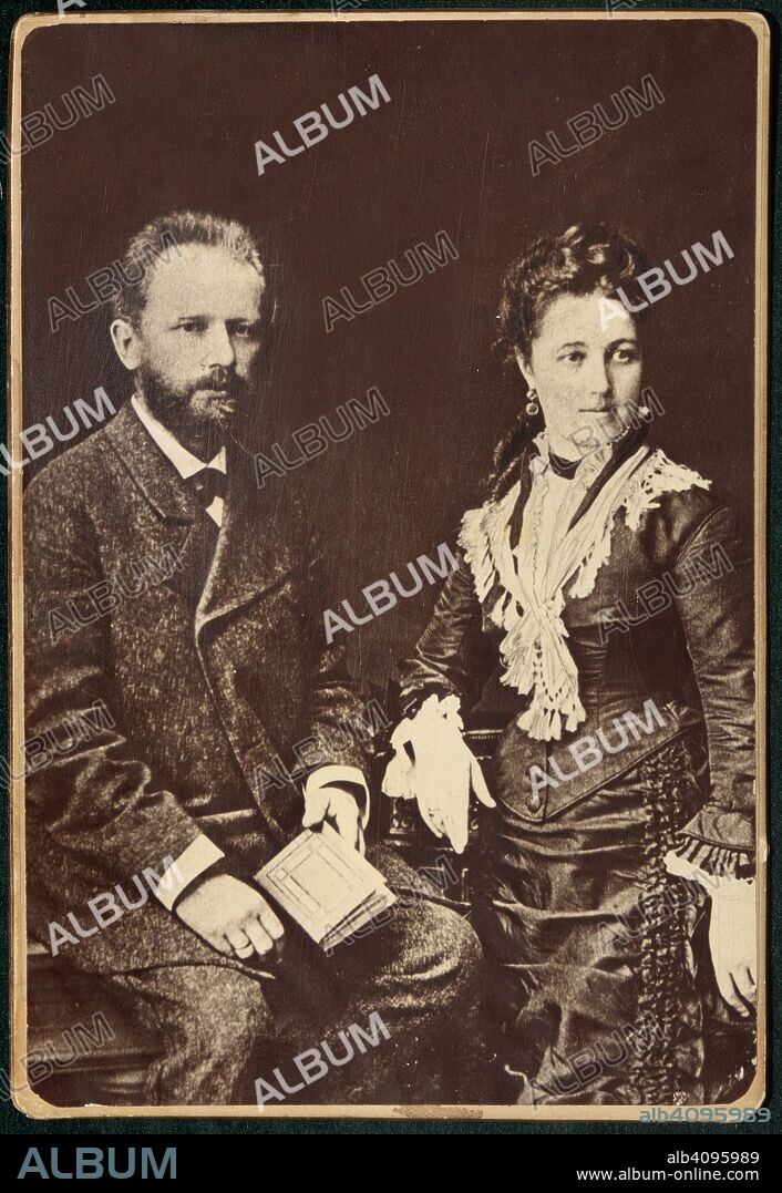 ANONYMOUS. The composer Pyotr Ilyich Tchaikovsky (1840-1893) with his wife Antonina Miliukova.