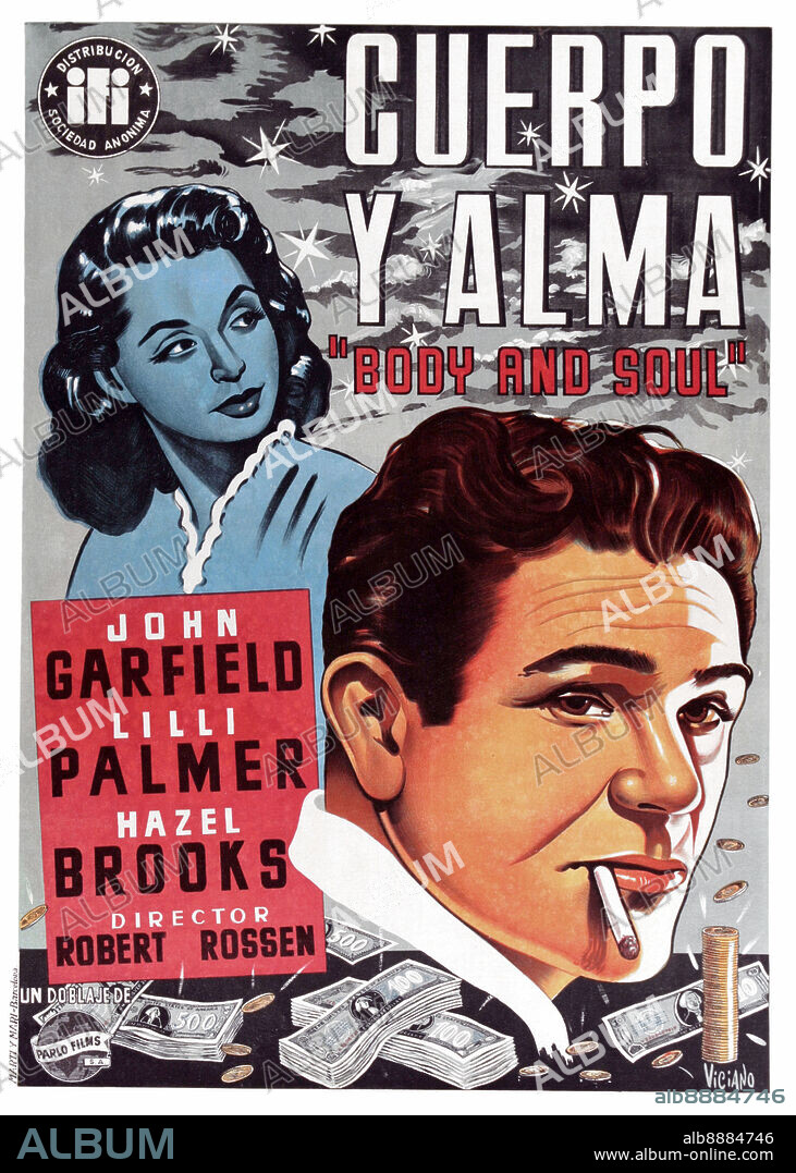 Poster of BODY AND SOUL, 1947, directed by ROBERT ROSSEN. Copyright UNITED ARTISTS.
