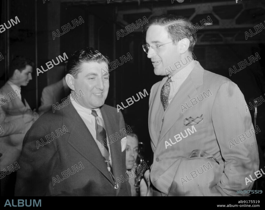 DELIA POTOFSKY GOTTLIEB. Portrait of Tony Pastor and William P. Gottlieb, Hotel Edison(?), New York, N.Y., 1946.