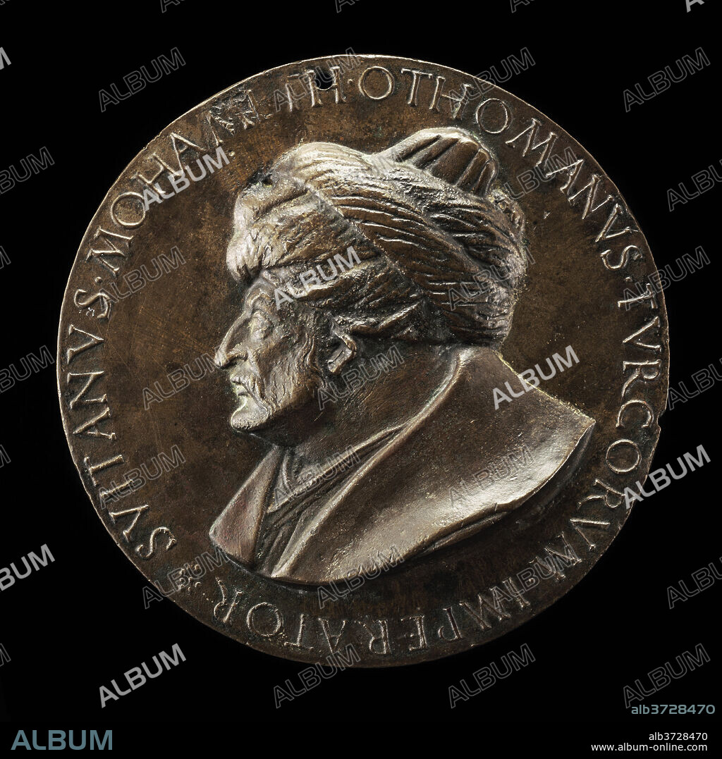 COSTANZO DA FERRARA. Mehmed II, 1430-1481, Sultan of the Turks 1451 [obverse]. Dated: c. 1481. Dimensions: overall (diameter): 12.34 cm (4 7/8 in.)  gross weight: 445.3 gr (0.982 lb.)  axis: 12:00. Medium: bronze.