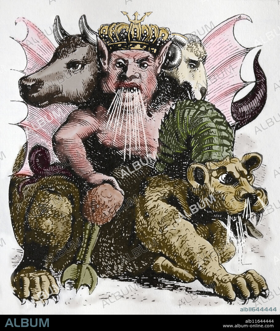 LOUIS LE BRETON and M. JARRAULT. Demon Asmodeus. Infernal Diccionary, 1863 by Collins de Plancy. Drawing by Louis Breton. Engraving by Jarrault.