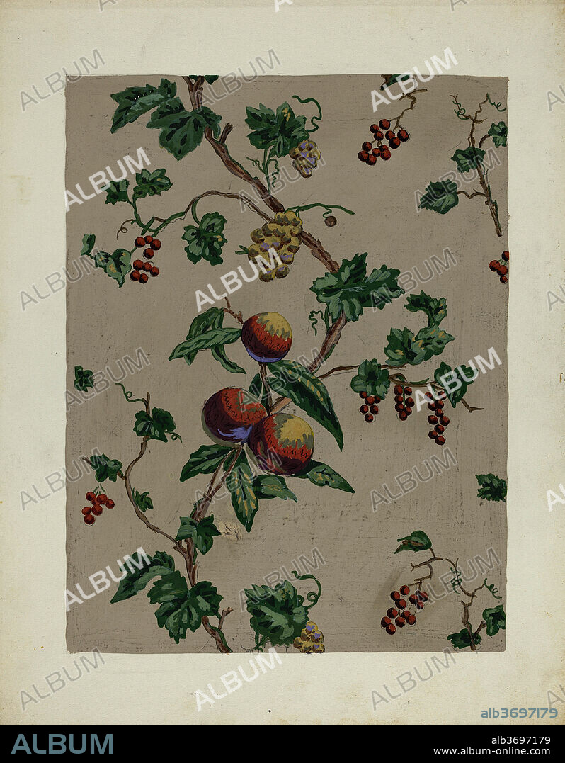 MARGARET KNAPP. Wall Paper. Dated: c. 1937. Dimensions: overall: 29.2 x 22.7 cm (11 1/2 x 8 15/16 in.)  Original IAD Object: 22" repeat. Medium: watercolor, gouache, and graphite on paperboard.