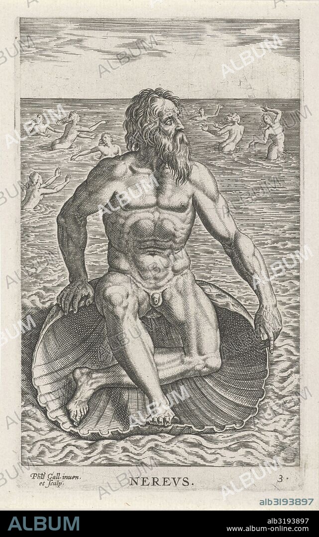 Sea God Nereus, Philips Galle, 1586.