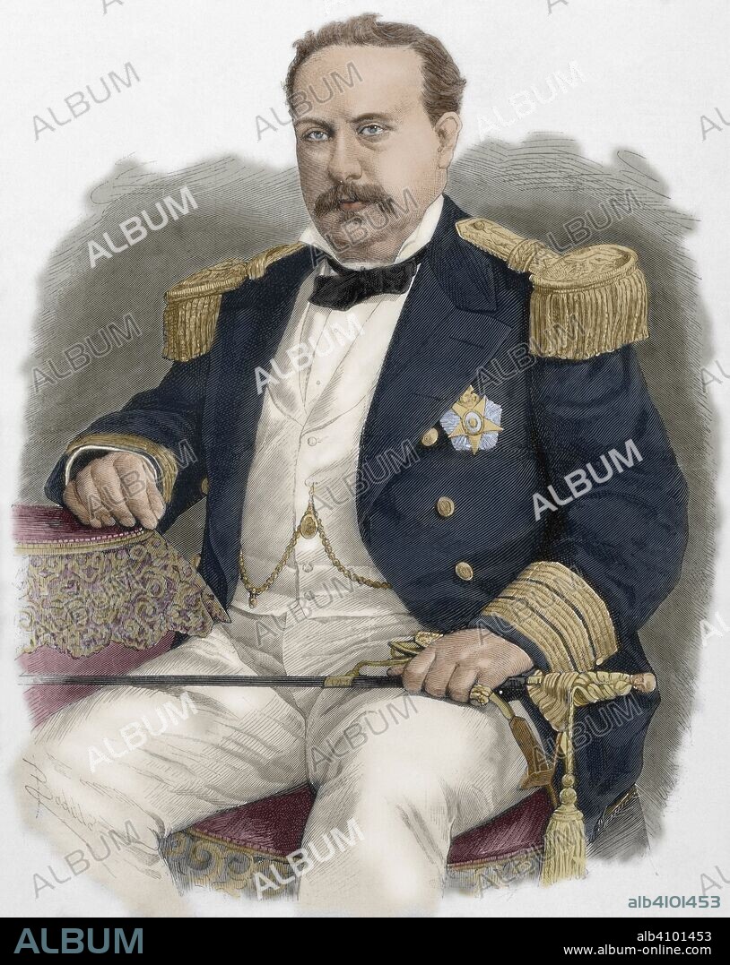Luis I de Portugal (Lisboa, 1838-Cascais, 1889). Rey de Portugal (1861-1889). Perteneció a la Casa de Braganza. Grabado. La Ilustración Española y Americana, 1888. Coloreado.