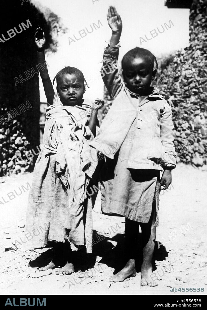 Africa, ethiopia, adua, the greeting of two little people, 1930.