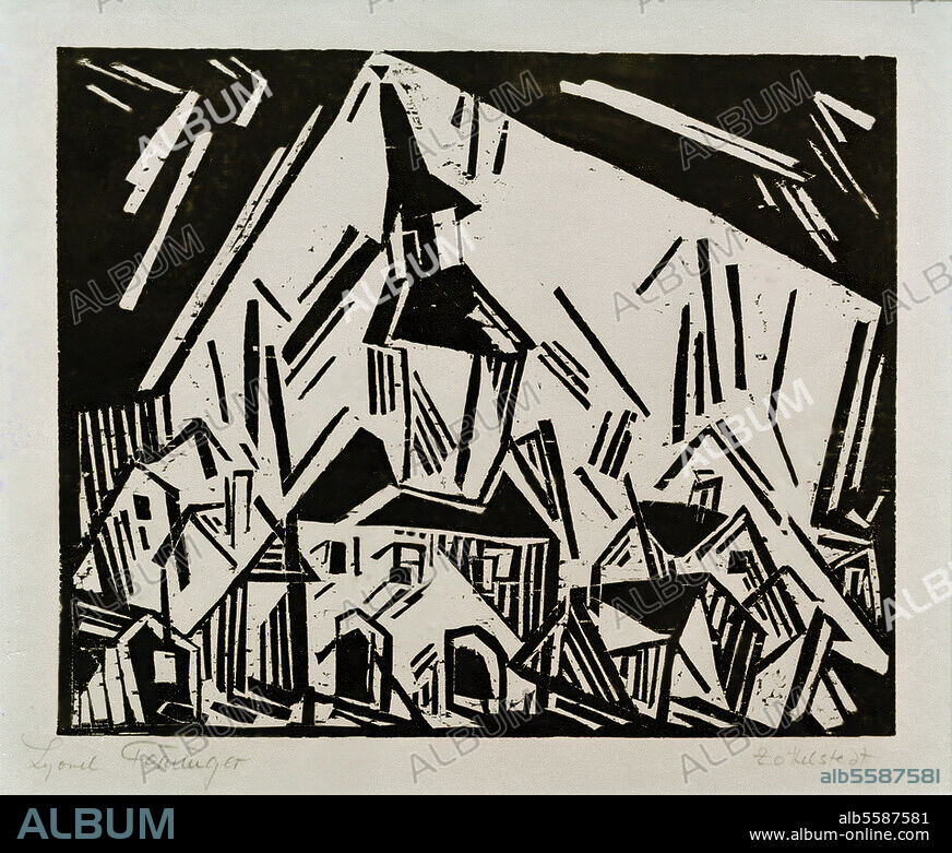 LYONEL FEININGER. Feininger, Lyonel. 1871-1956. "Zottelstedt", 1918. Holzschnitt. (Bildquelle ohne Maßangaben). Saarbrücken, Saarland-Museum.