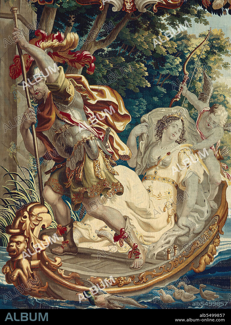 Cleopatra Asked to Pay Tribute to Rome, from 'The Story of Caesar and Cleopatra', Flanders, c. 1680. Woven at the workshop of Willem van Leefdael, after a design by Justus van Egmont. Detail from a larger artwork.