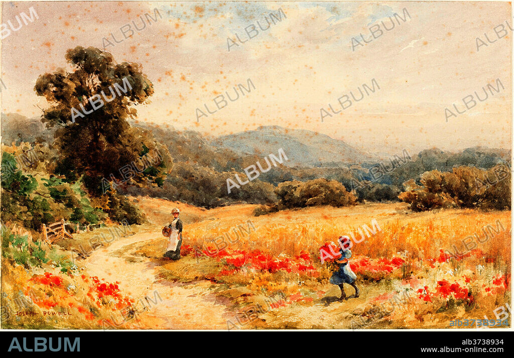 JOSEPH RUBENS POWELL. Summer. Dimensions: overall: 18.1 x 28.1 cm (7 1/8 x 11 1/16 in.). Medium: watercolor with gouache over graphite on wove paper.