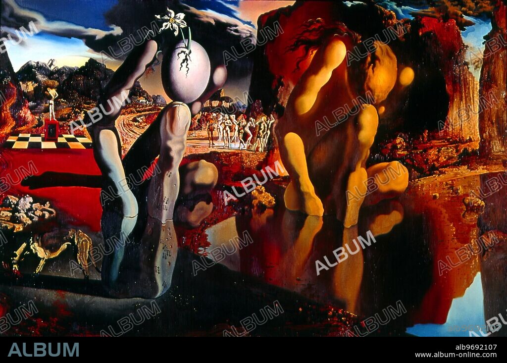 SALVADOR DALÍ. Metamorphosis of Narcissus. by Salvador Dali. The National Gallery, London.. Salvador Felip Jacint Dalí Domènech (May 11, 1904 - January 23, 1989) was an important Catalan Spanish painter, best known for his surrealist works. (His name is also sometimes given as Salvador Felipe Jacinto Dalí Domènech, the Spanish rather than Catalan form of his name.) Dalí's work is noted for its striking combination of bizarre dreamlike images with excellent draftsmanship and painterly skills influenced by the Renaissance masters.. ©TopFoto.