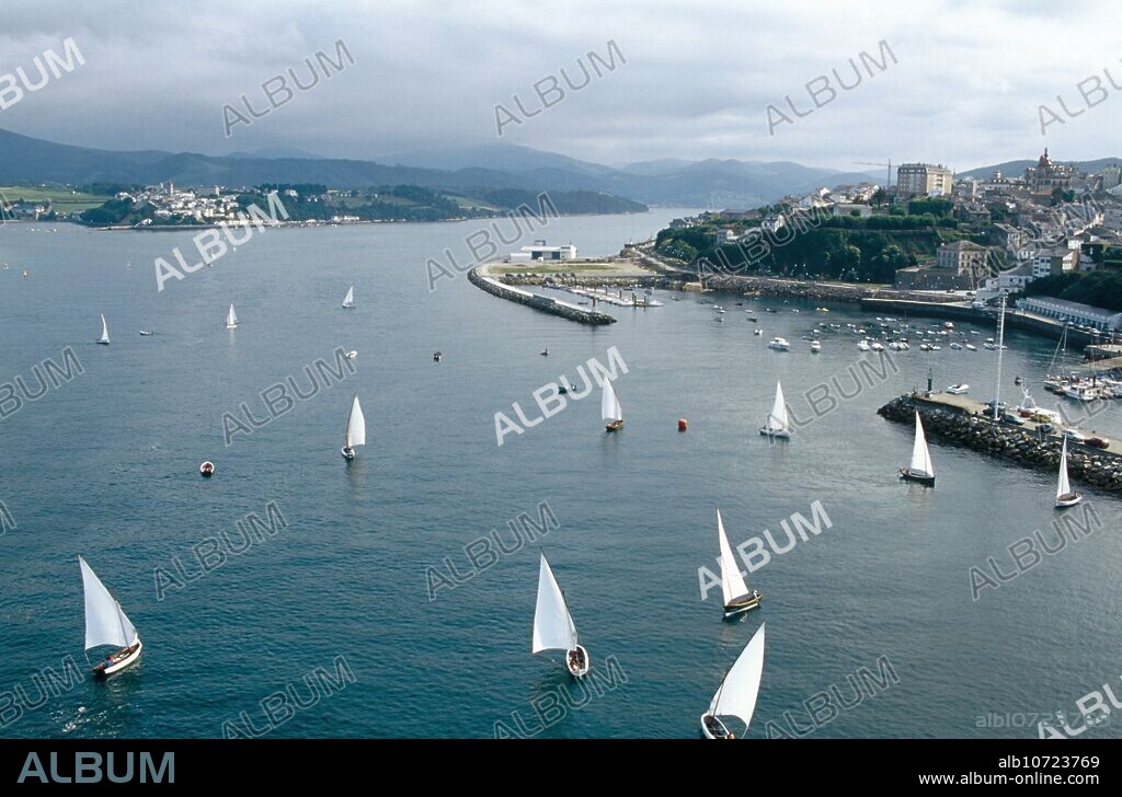 Ribadeo ria with Castropol in background. Lugo province, Galicia, Spain.