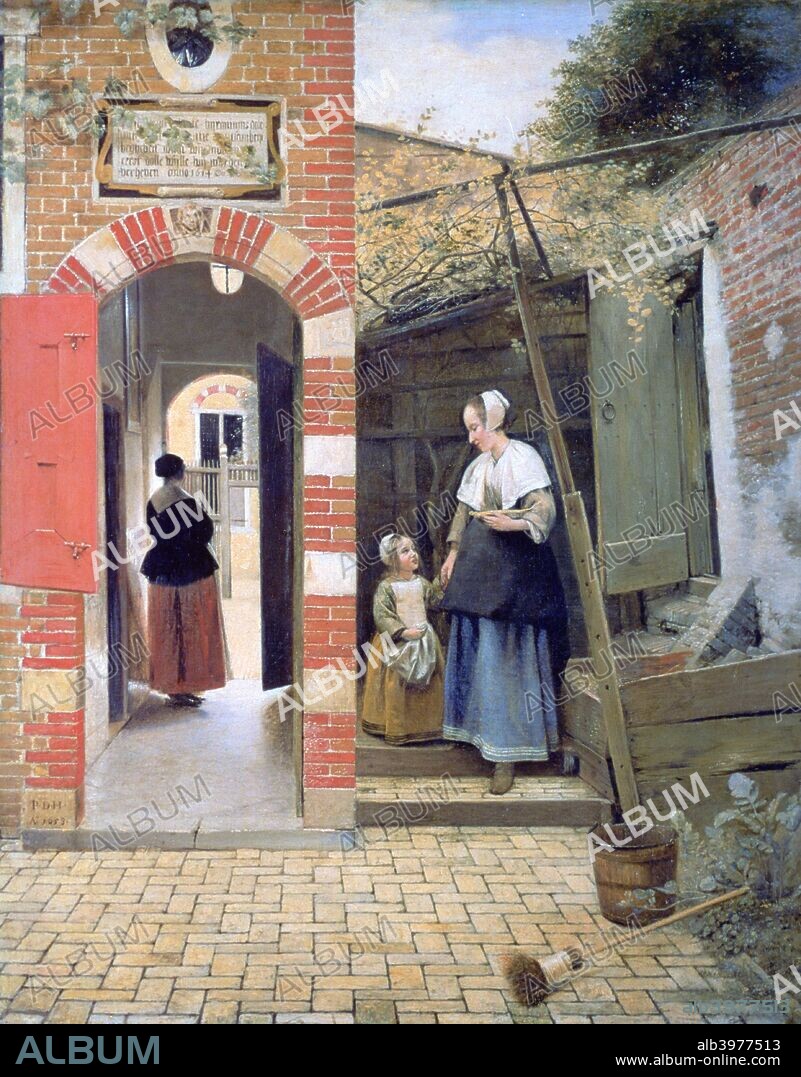 'Courtyard of a house in Delft', 1658. Found in the collection of the National Gallery, London.
