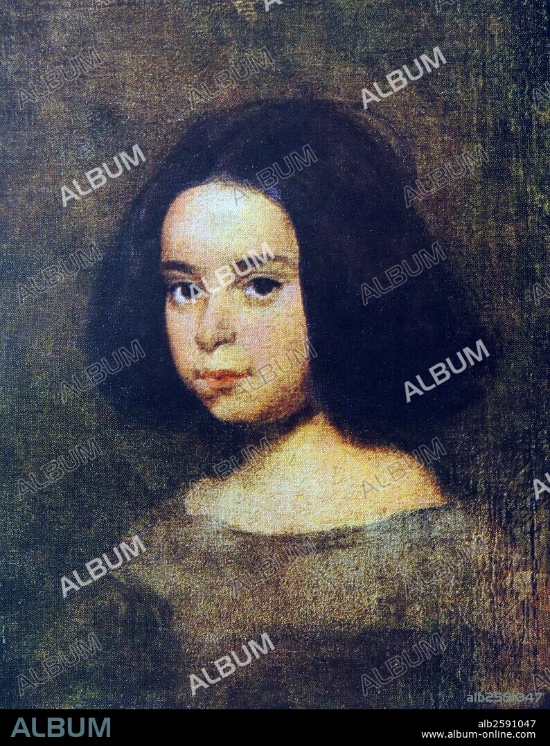 Portrait of Francisca de Silva Velázquez (1619 - 1658) daughter of Diego Velázquez (1599 - 1660) and Wife of Juan Bautista Martínez del Mazo (1612 - 1667). By Diego Velázquez (1599 - 1660) Italian painter. Dated 1610.
