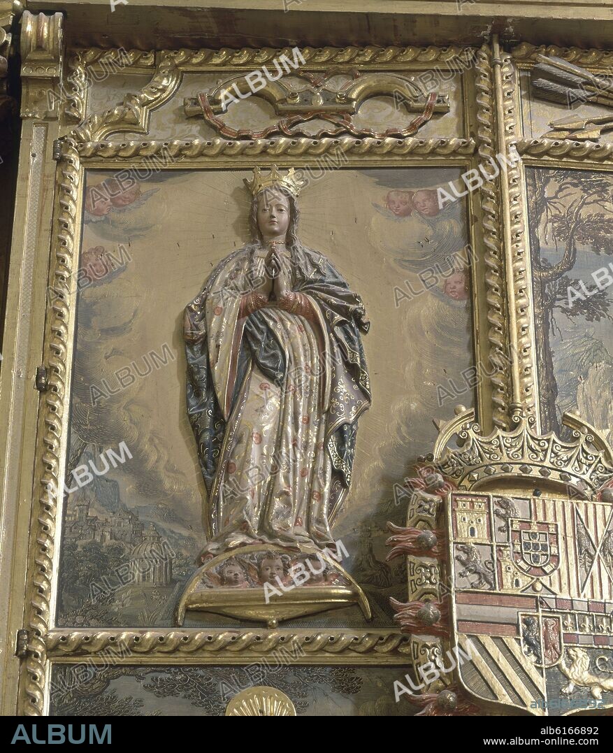 ALONSO DE MENA. RETABLO RELICARIO DE SANTIAGO-1630-DET DE INMACULADA.