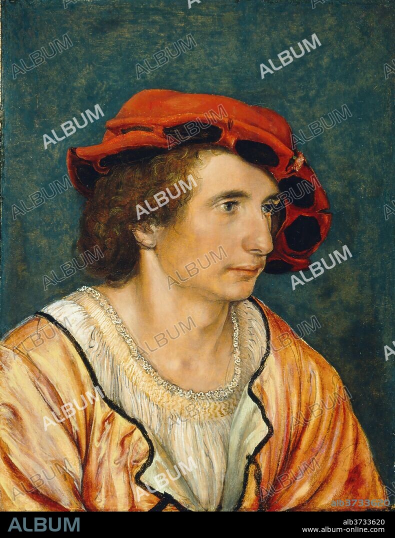 ATTRIBUTED TO HANS HOLBEIN THE YOUNGER. Portrait of a Young Man. Dated: c. 1520/1530. Dimensions: painted surface: 22 x 17 cm (8 11/16 x 6 11/16 in.)  support: 23.2 x 18.3 cm (9 1/8 x 7 3/16 in.)  framed: 35.4 x 30.5 x 6.4 cm (13 15/16 x 12 x 2 1/2 in.). Medium: oil on panel.