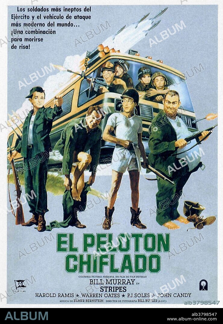 Poster de EL PELOTON CHIFLADO, 1981 (STRIPES), dirigida por IVAN REITMAN. Copyright COLUMBIA PICTURES.