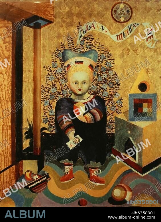 JOHANNES ITTEN. Itten, Johannes. 1888-1967. "Kinderbild", 1921/22. (Sohn Johann Matthias, geb. 12.6.1920). Öl auf Holz, Bildquelle ohne Angaben zu Maßen. Zürich, Kunsthaus.