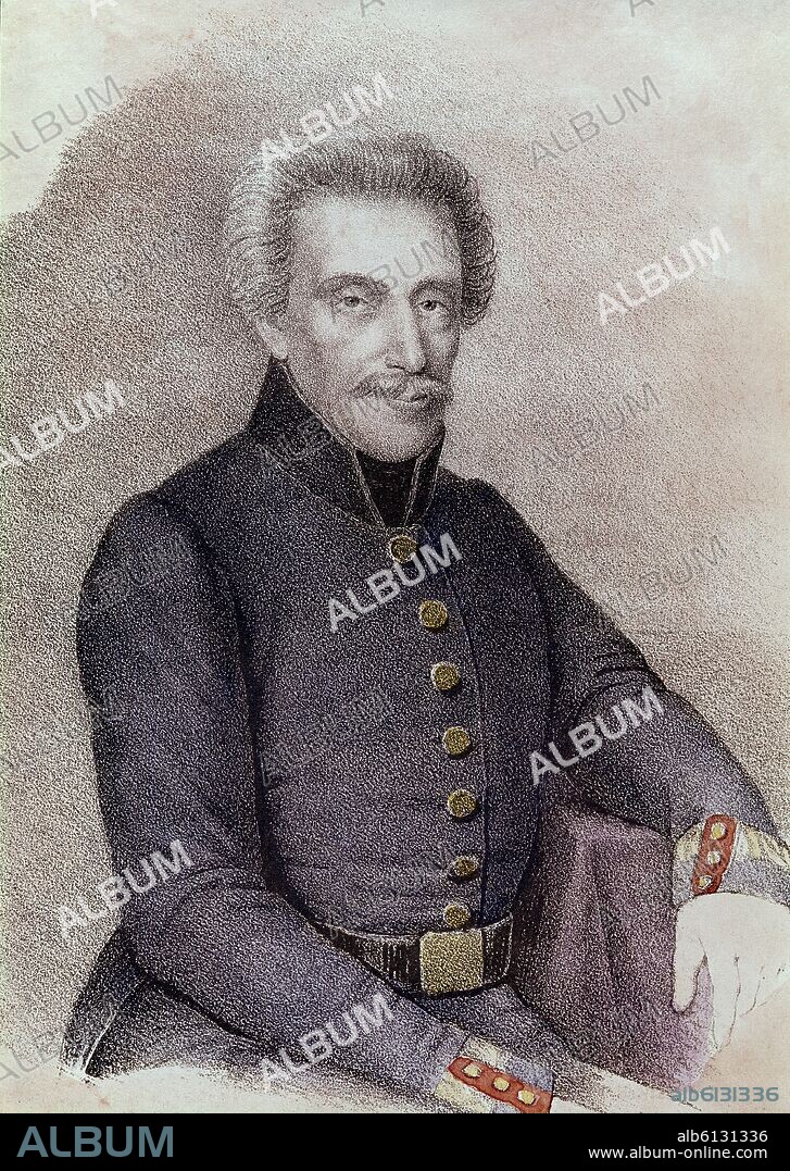 ISIDORO MAGUES (SILGLO XIX) ISIDORE MAGUES. MANUEL DE MEDINA VERDES Y CABAÑAS - GENERAL CABAÑAS (1773-1856)- GRABADO DE LA OBRA DON CARLOS Y SUS DEFENSORES - SIGLO XIX.