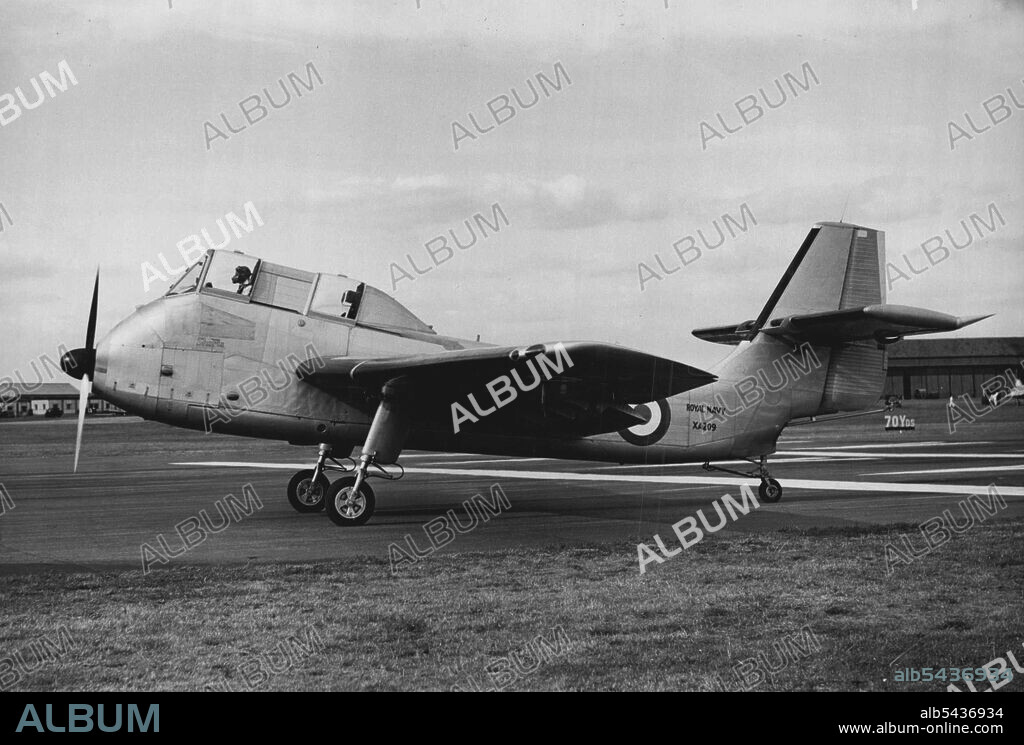 Flying Display At Farborough - The Short Brothers and Harland, Ltd., Seamew aircraft seen prior to take off at Farborough, today. September 09, 1953. (Photo by Fox Photos).
