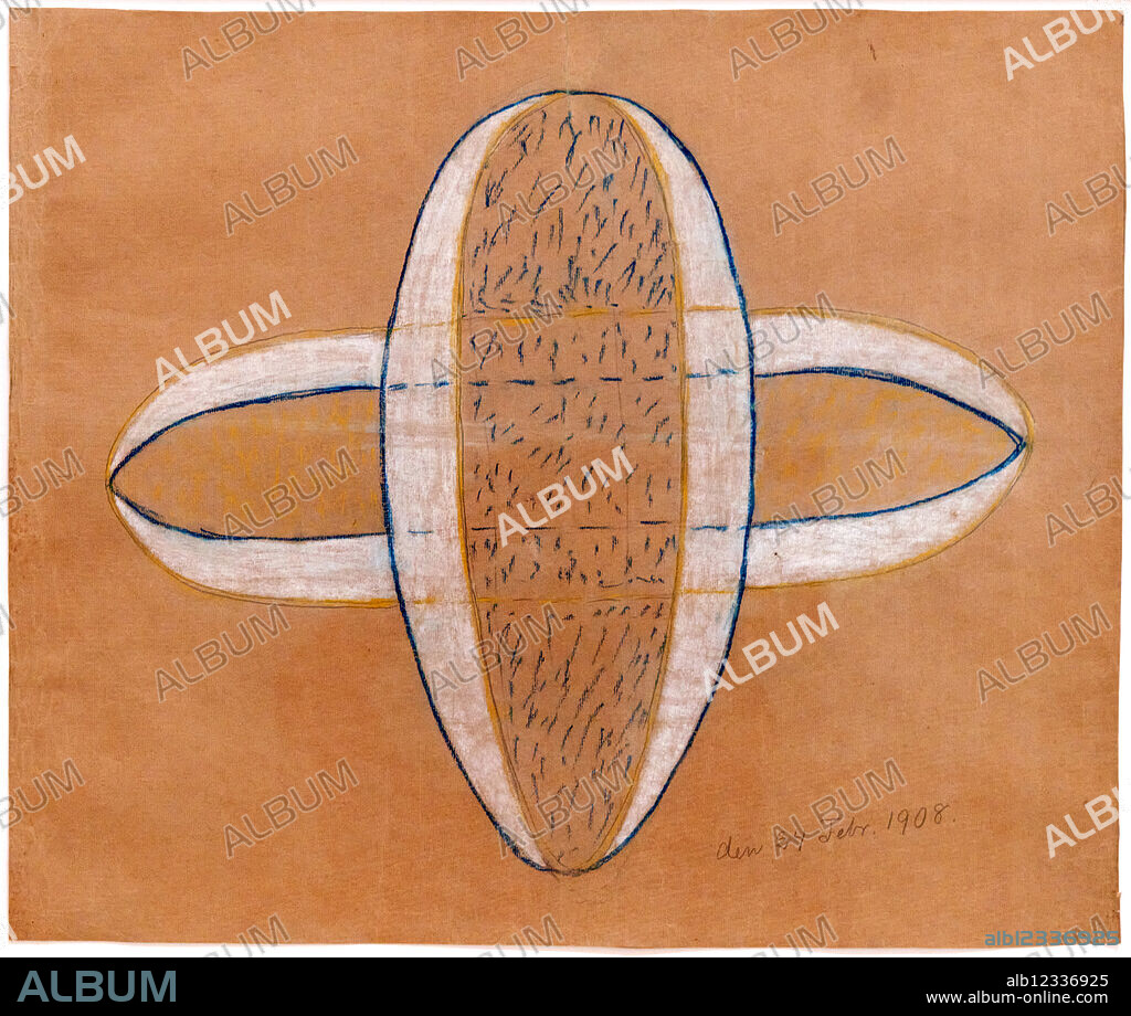 TITEL SAKNAS, DE FEM, Untitled, The Five, 6 drawings, dry pastel and graphite on paper, ca. 1908, Hilma Af Klint (1862-1944).