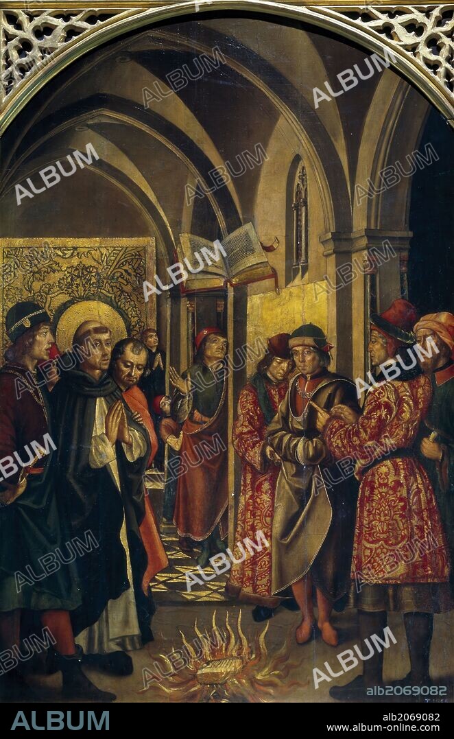 Pedro Berruguete / 'La prueba del fuego (Santo Domingo y los albigenses)', Finales del siglo XV, Escuela Española, Técnica mixta sobre Tabla, 113 cm x 75 cm, P01305.