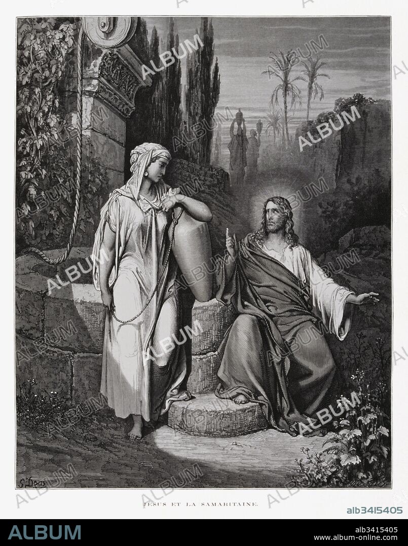 Jesus and the Good Samaritan, Illustration from the Dore Bible 1866. In 1866, the French artist and illustrator Gustave Dore (1832–1883), published a series of 241 wood engravings for a new deluxe edition of the 1843 French translation of the Vulgate Bible, popularly known as the Bible de Tours. This new edition was known as La Grande Bible de Tours and its illustrations were immensely successful..