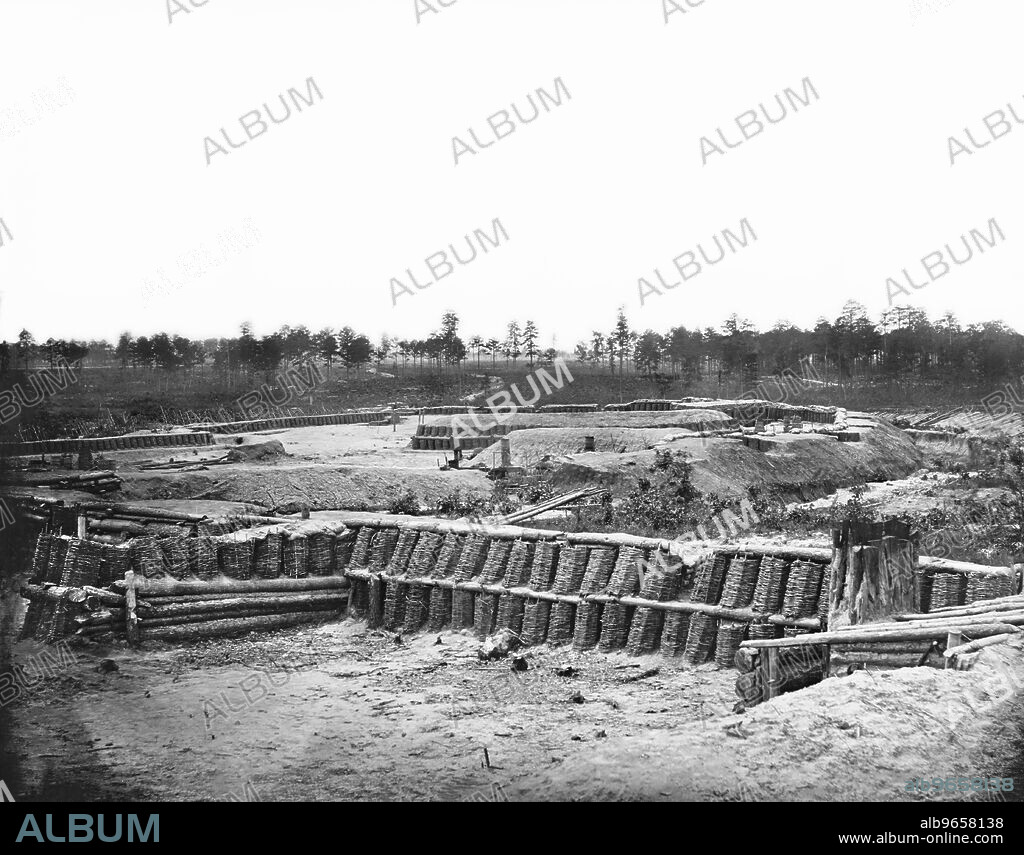 View from center of Fort Sedgwick looking south, Siege of Petersburg, American Civil War, Petersburg, Virginia, USA, 1865.