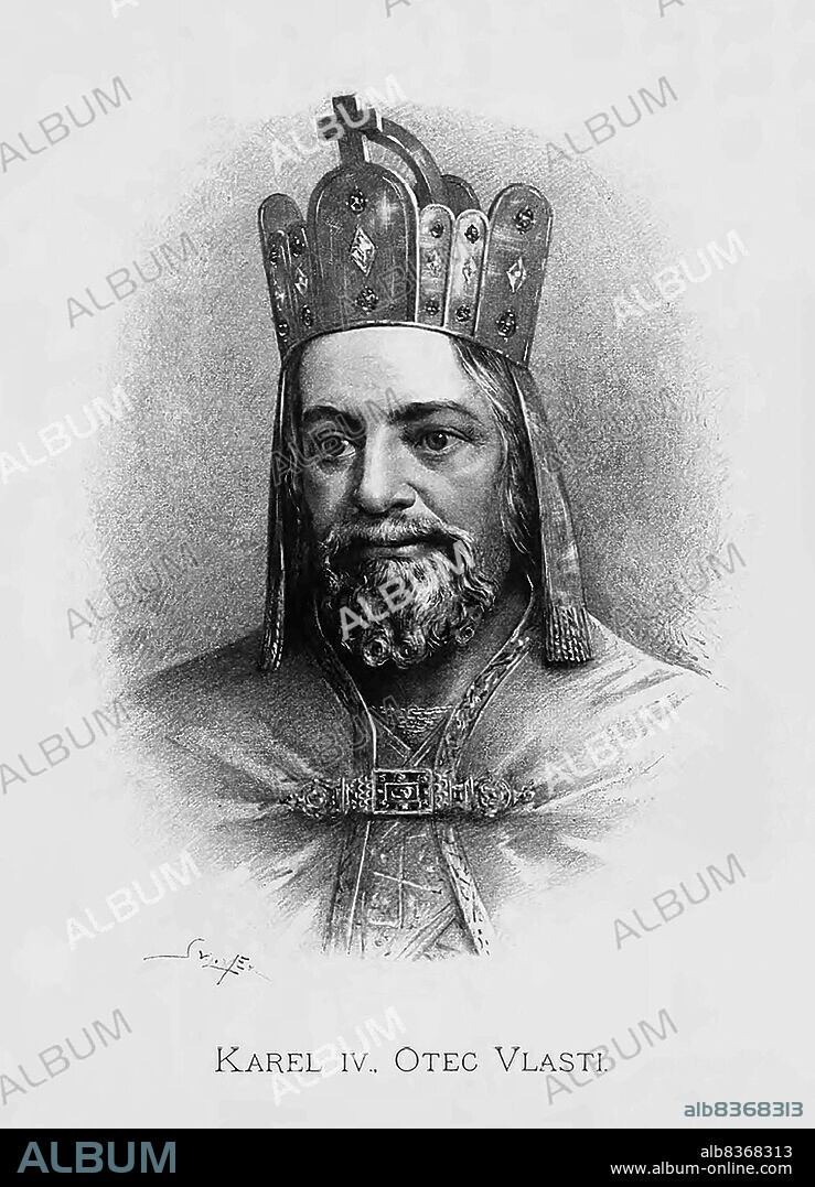Charles IV (1316-1378), born Wenceslaus, was the eldest son of King John of Bohemia and grandson of Emperor Henry VII, making him part of the Luxembourg dynasty. Charles was crowned King of Italy and Holy Roman Emperor in 1355, and later became King of Burgundy in 1365, making him the personal ruler of all the kingdoms of the Holy Roman Empire.