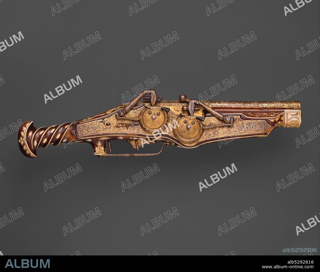 PETER PECK and AMBROSIUS GEMLICH. Double-Barreled Wheellock Pistol Made for Emperor Charles V (reigned 1519-56), German, Munich, ca. 1540-45.