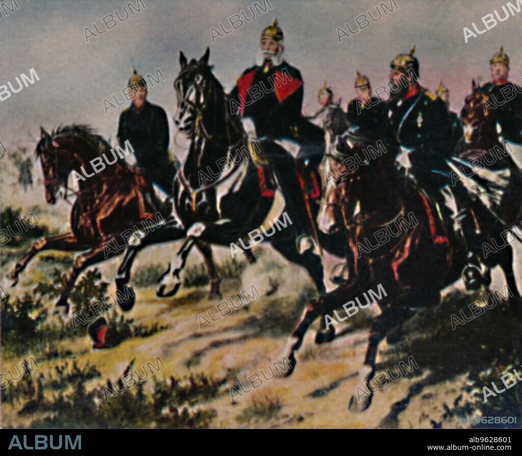 'Kaiser Wilhelm I. 1797-1888 und leine Paladine', 1934. William I (1797-1888), King of Prussia and the first German Emperor as well as the first Head of State of a united Germany. From "Die Großen der Weltgeschichte". [Eckstein-Halpaus, Dresden, 1934].