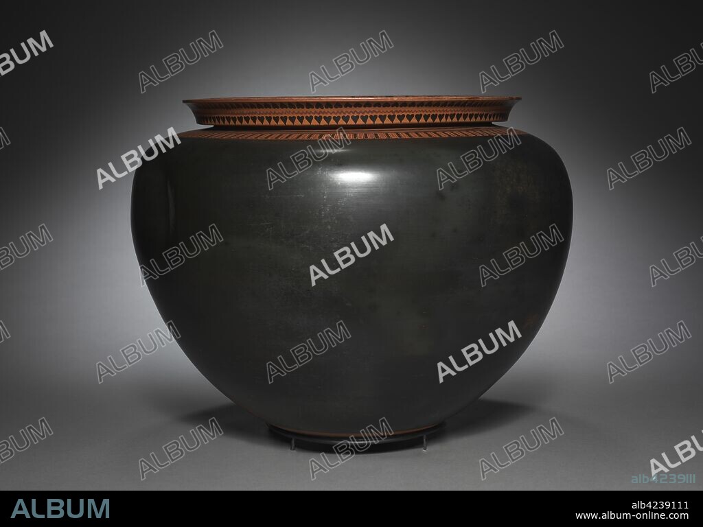 Dinos, c. 520-515 BC. Circle of Antimenes Painter (Greek). Black-figure terracotta; diameter: 50.8 cm (20 in.); overall: 33.6 cm (13 1/4 in.); diameter of rim: 34 cm (13 3/8 in.).