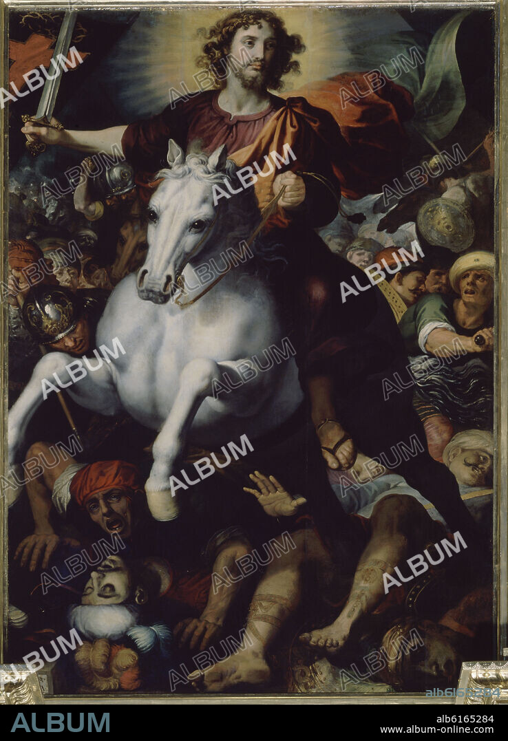 FRANCISCO RIBALTA. SANTIAGO EN LA BATALLA DE CLAVIJO - 1603 - RETABLO MAYOR DE LA IGLESIA DE ALGEMESI.