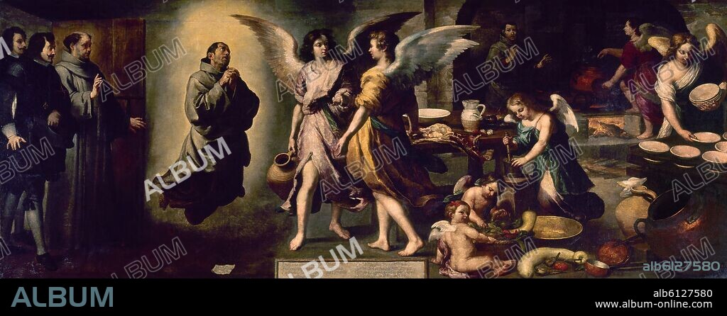 BARTOLOMÉ ESTEBAN MURILLO. 'La cocina de los ángeles', 1646, Óleo sobre lienzo, 180 x 450 cm.