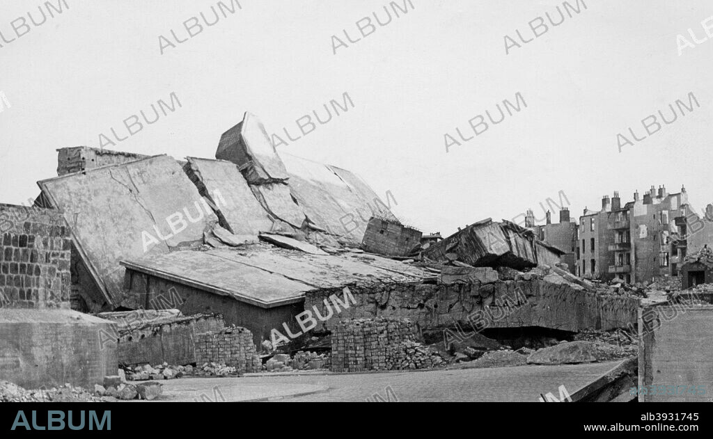 Remains of a U-boat pen, Kiel, Germany, c1945-c1965(?). The U-boat pens at Kiel were demolished by Royal Navy demolition squads in 1945-1946. The remains were not cleared away until the mid 1960s.