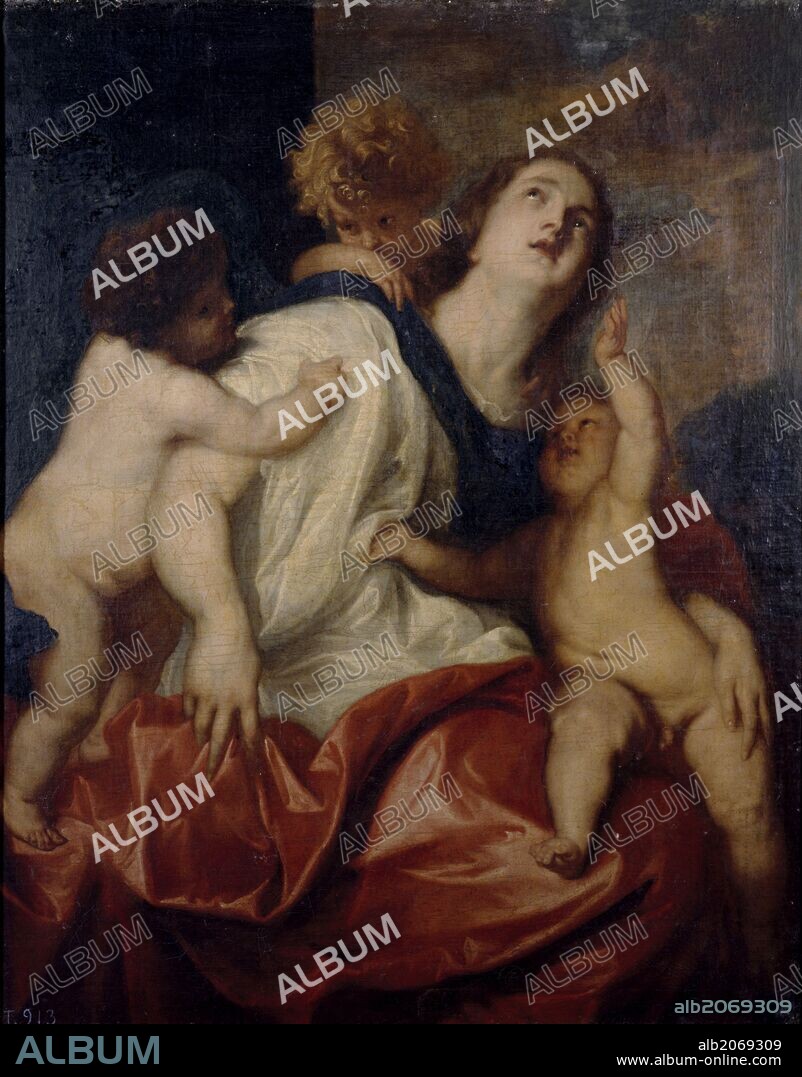 ANTON VAN DYCK (taller). Antonio van Dyck (Taller de) / 'La Caridad', Siglo XVII, Escuela Flamenca, Óleo sobre Lienzo, 109 cm x 87 cm, P04721.