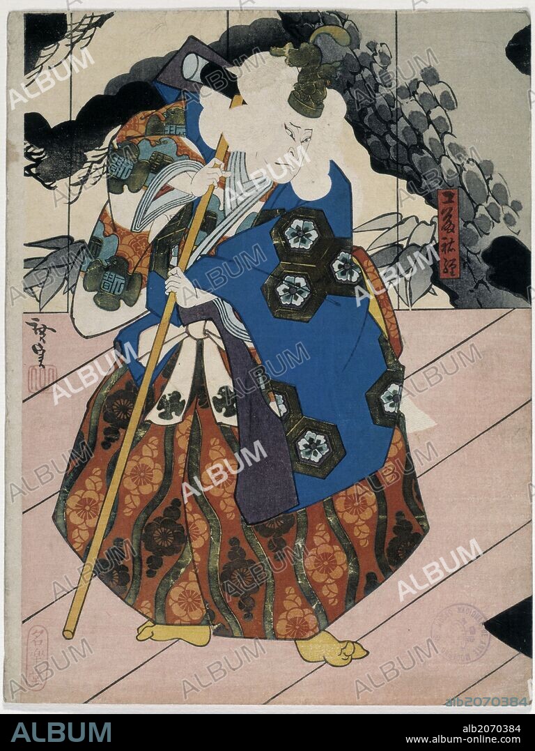 GOSOTEI HIROSADA and MEIRAKUDÔ. Gosotei Hirosada; Meirakudô / 'El actor Nakamura Utaemon en el papelde Kudô Suketsune', 1851, Japanese School, Paper, 255 mm x 195 mm, G05665.