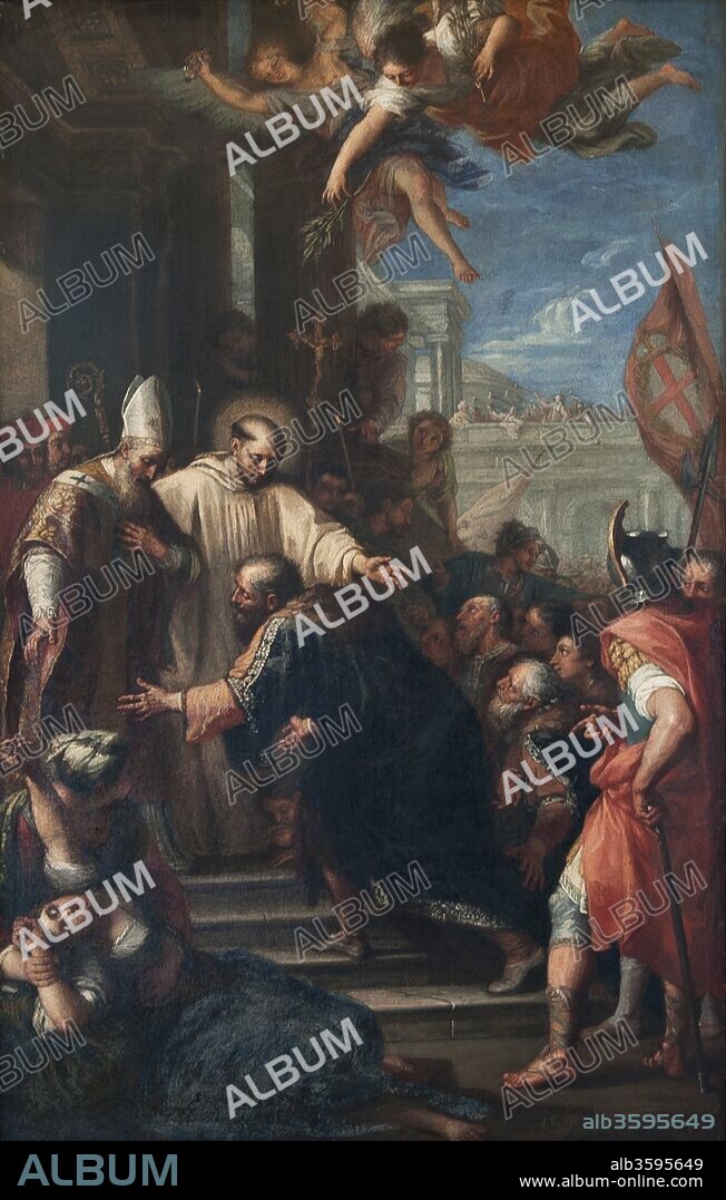 PIETRO ANTONIO DE PIETRI. The end of the schism of Anacletus. The Antipope Anacletus II kneeling before Pope Innocent II.