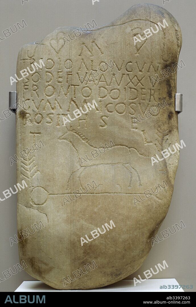 Lápida Vadiniense de Tridio Alonge. Inscripción funeraria grabada soporte soporte lítico de cuarcita (canto rodado de cuarcita). 95,5 x 59,5 x 14 cm. Siglos II-III d. C. La inscripción del epitafio está escrita en latín bárbaro. Hallada en Remolina. Museo de León. Castilla-León. España.