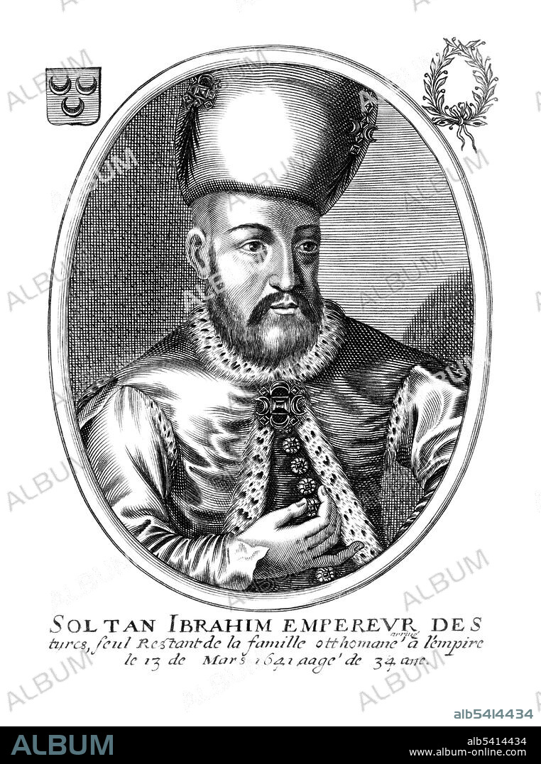 Ibrahim (November 5, 1615 - August 18, 1648) was a Sultan of the Ottoman Empire (1640-48). Ibrahim was suffered from recurring headaches and attacks of physical weakness, and his extravagant tendencies went unchecked. He raised eight concubines to the favored position of royal consort, granting each riches and land. After legally marrying the concubine Telli Haseki, he ordered the palace of Ibrahim Pasha to be carpeted in sable furs and given to her. Mass discontent was caused by the Venetian blockade and the imposition of heavy taxes during a war economy to pay for the Sultan's whims. Ibrahim was seized, imprisoned, and strangled on August 18, 1648, the second regicide in the history of the Ottoman Empire.