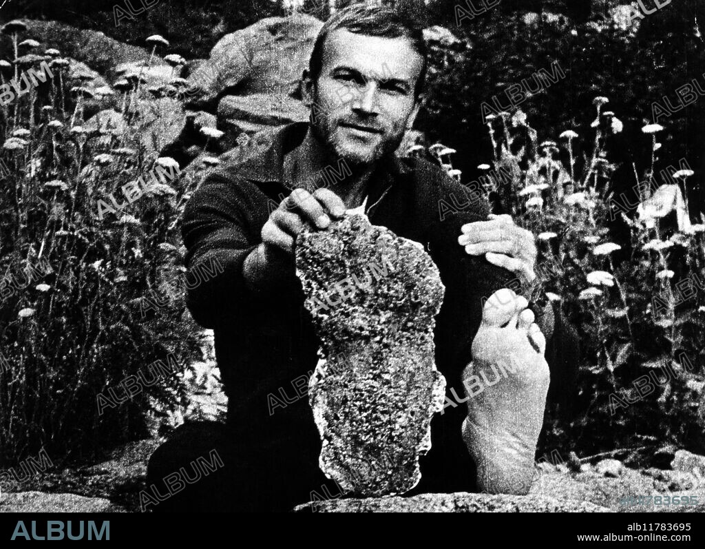 Russian snowman hunter Igor Bourtsev holds a cast of a footprint found in the Gissar Range of the Pamir-Alai Mountains in Tadzhikistan, USSR, on 21st August 1979. The track was 34cm long and 16cm wide at the toes. - ©TopFoto / Fortean.
