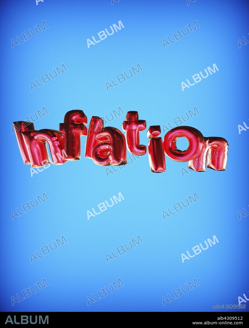 Balloons in letters that spell 'inflation'.