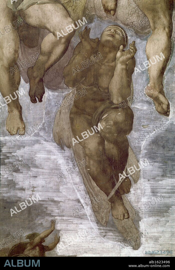 The Last Judgement - Detail  Michelangelo Buonarroti  (1475-1564/Italian)  Fresco  Sistine Chapel, Vatican.