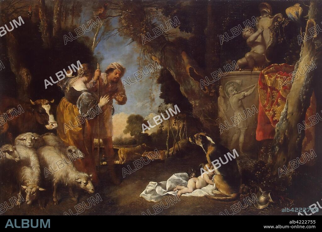 ANTONIO MARIA VASSALLO. 'Childhood of King Cyrus'. Italy, 1640s-1650s. Dimensions: 74,5x110 cm.