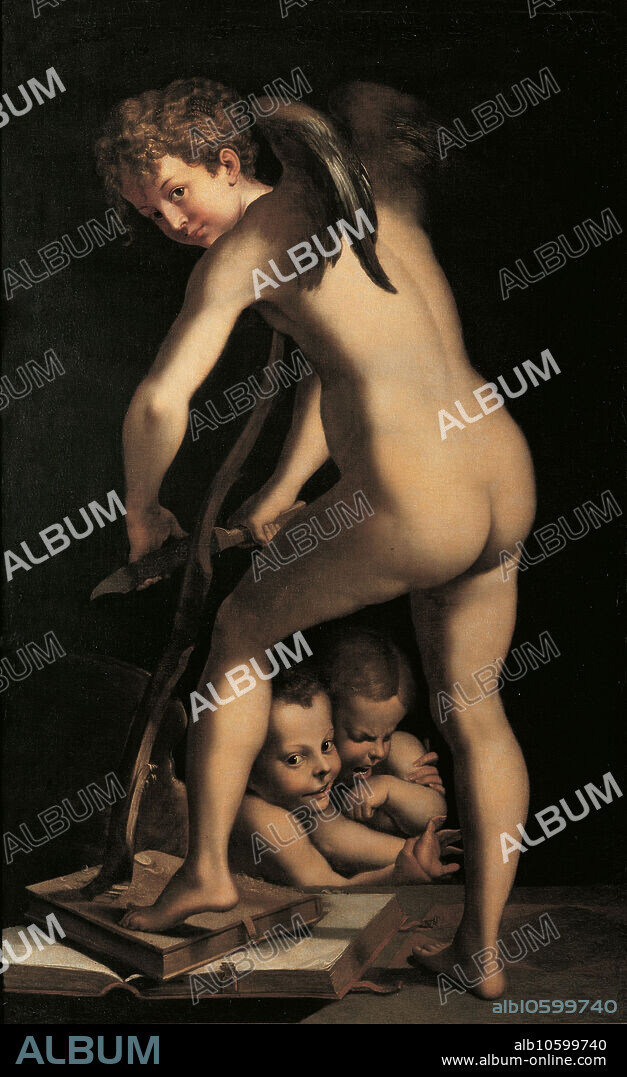 JOSEPH HEINTZ DER ÄLTERE. Bogenschnitzender Amor (nach Parmigianino).