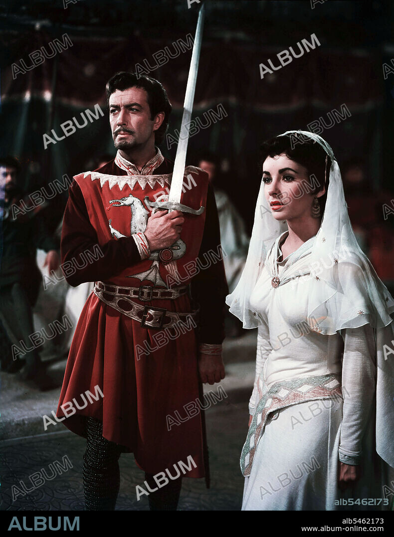 ELIZABETH TAYLOR and ROBERT TAYLOR in IVANHOE, 1952, directed by RICHARD THORPE. Copyright M.G.M.