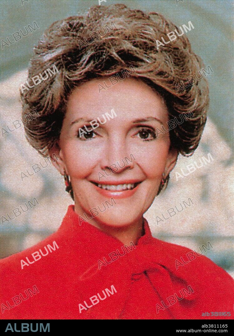 Nancy Davis Reagan (1921) is the widow of former United States President Ronald Reagan and was First Lady of the United States from 1981 to 1989. As Nancy Davis, she was an actress in Hollywood in the 1940s and 1950s. In 1952 she married Ronald Reagan, who was then president of the Screen Actors Guild. Nancy was the First Lady of California when her husband was Governor from 1967 to 1975. became First Lady of the United States in January 1981 following her husband's election. She was criticized early in his first term largely due to her decision to replace the White House china, despite it being paid for by private donations. Nancy restored glamor to the White House following years of lax formality, and her interest in fashion garnered much attention, as well as criticism. She championed recreational drug prevention causes by founding the "Just Say No" drug awareness campaign. She had a strong influence on her husband and played a role in a few of his personnel and diplomatic decisions.