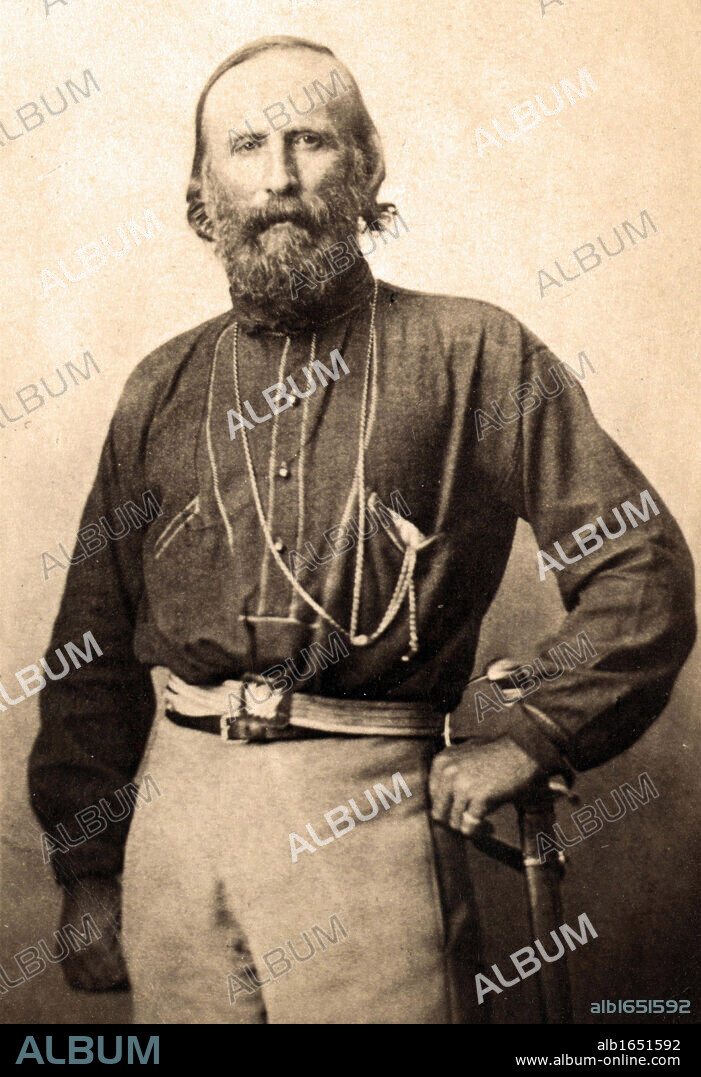 Giuseppe Garibaldi (1807-1882)in  Naples, Italy, 1861. Italian soldier, nationalist and politician. Three-quarters portrait standing facing front.