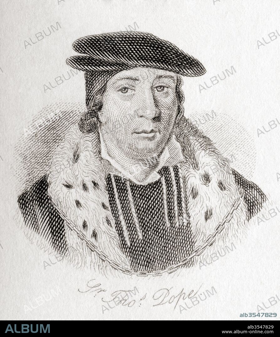 Sir Thomas Pope, c. 1507 – 1559. Founder of Trinity College, Oxford, England. From Crabb's Historical Dictionary published 1825.