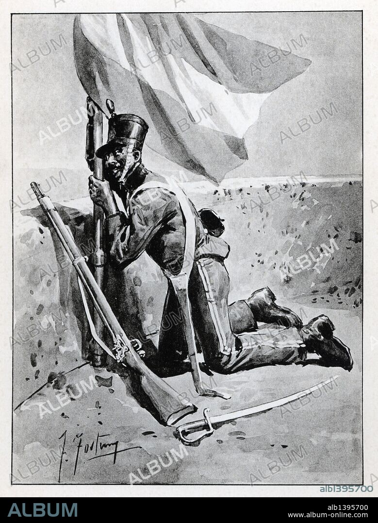 FRANCISCO FORTUNY. Historia de Argentina. Siglo XIX. Episodio en el fuerte del Callao, el soldado negro Falucho muere defendiendo la bandera argentina.