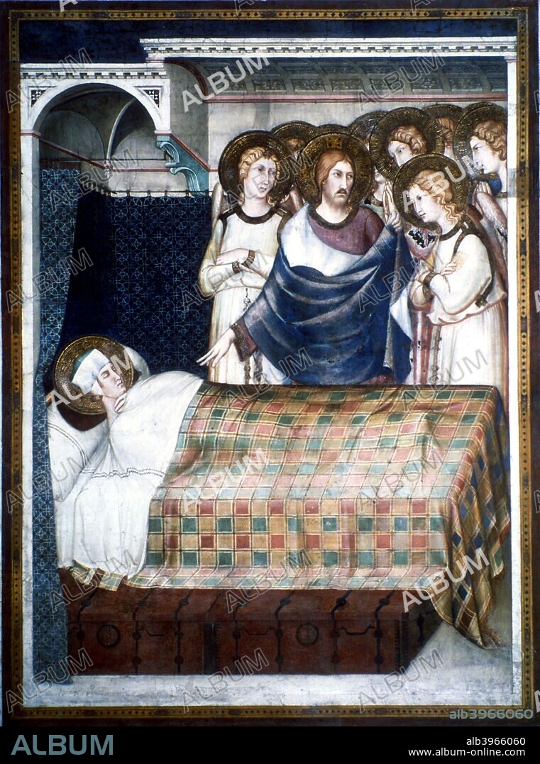'St Martin's Dream', 14th century. St Martin of Tours (c316-397), Hungarian-born soldier and saint. He gave half his coat to a beggar in Amiens on a winter's night, then dreamt he saw Christ sleeping in the portion he had given away. He was baptised and became a monk and was Bishop of Tours. From the Basilica of St Francis, Assisi, Italy.