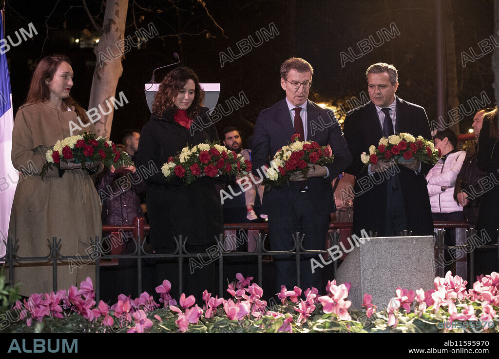 Madrid, 23/01/2024. Isabel Díaz Ayuso y Alberto Núñez Feijóo en el homenaje de a Gregorio Ordóñez. Foto: Isabel Permuy. ARCHDC.